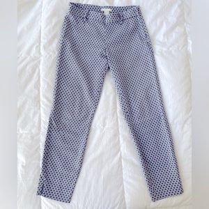 H&M Cropped Ankle Length Pants with Light Blue, White & Black Geometric Designs